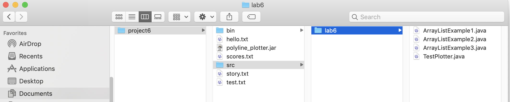 Screenshot of project6 hierarchy in Finder